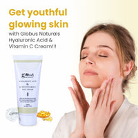 Globus Naturals Hyaluronic Acid & Vitamin C Anti Ageing Face Cream, Enriched with Rose & Glycerine, Skin Lightening & Brightening Formula, 100 ml, Pack Of 3