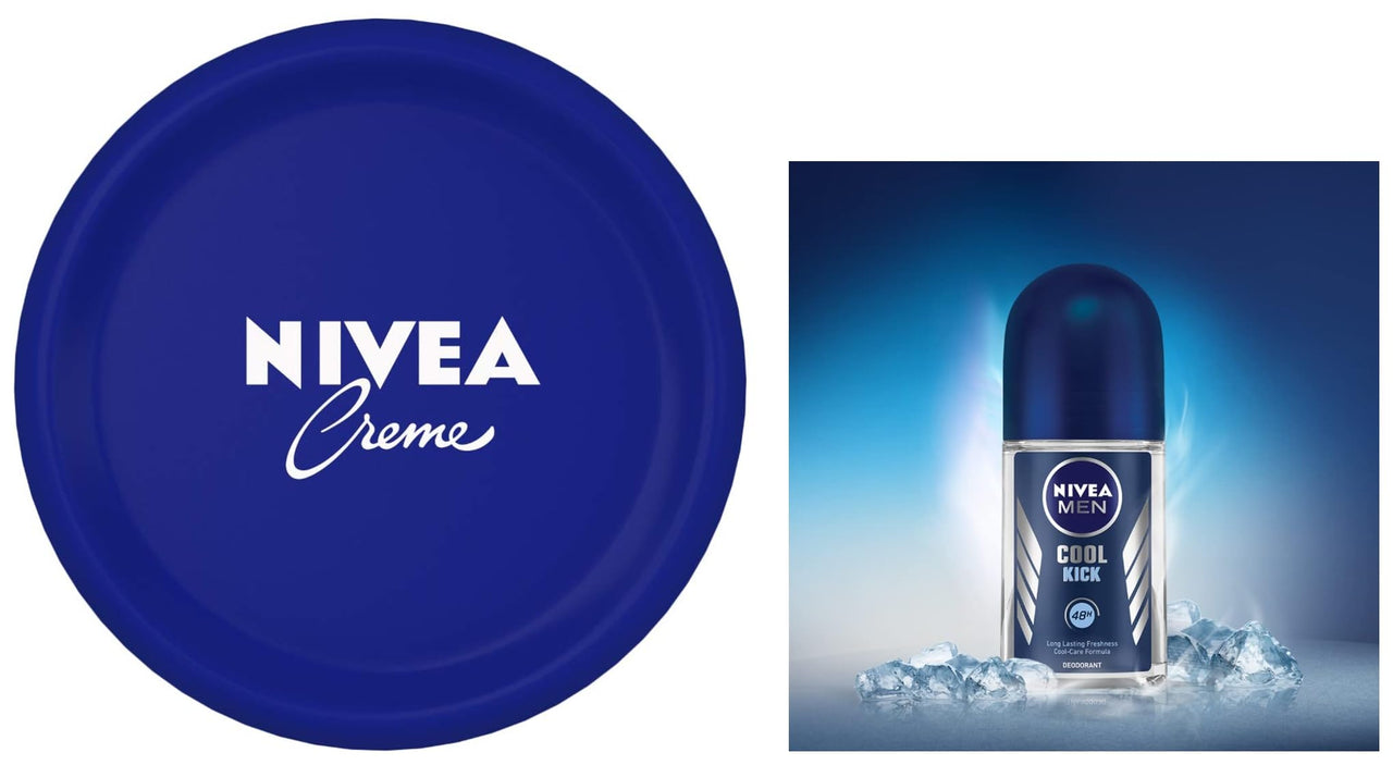 Nivea Crème All Season Multi-Purpose Cream, 200ml & Roll-On Deodorant, Cool Kick For Men, 50ml