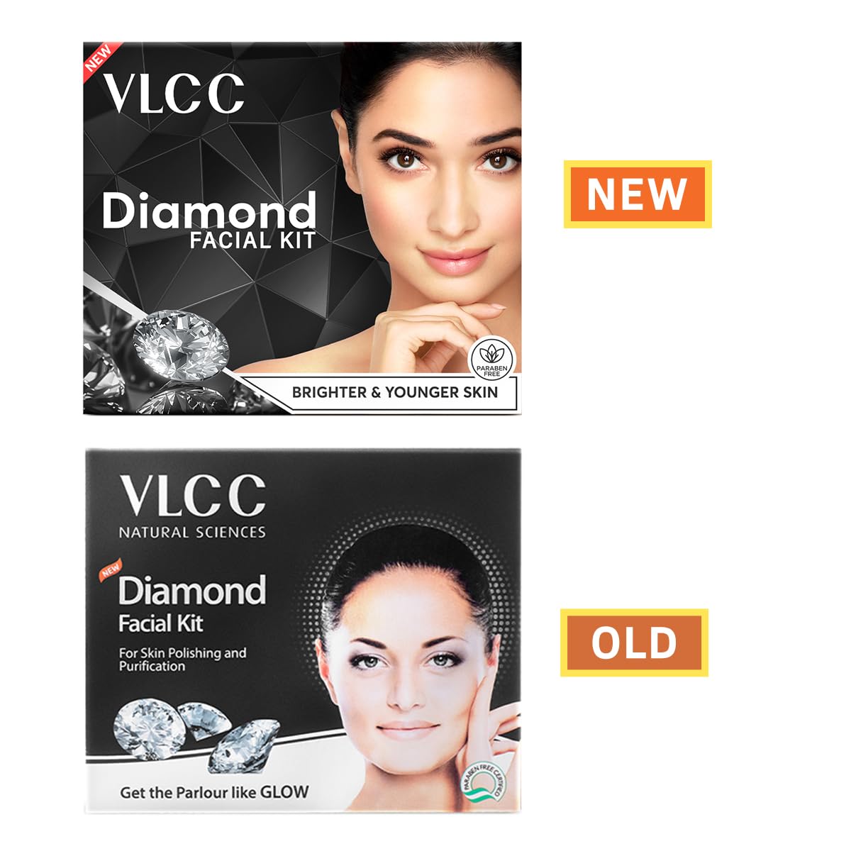 VLCC Diamond Facial Kit - 60g | Skin purifying with Parlour Glow | Improves Elasticity, Brightens and Lightens Patchy Damaged Skin | With Colloidal Diamond, Jojoba Oil, Olive Oil & Aloe Vera.