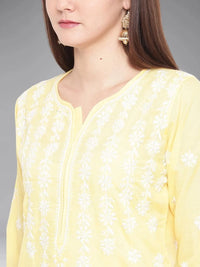 Ada Hand Embroidered Lucknowi Chikankari Ethnic Wear Cotton Kurta Kurti Tunic for Women