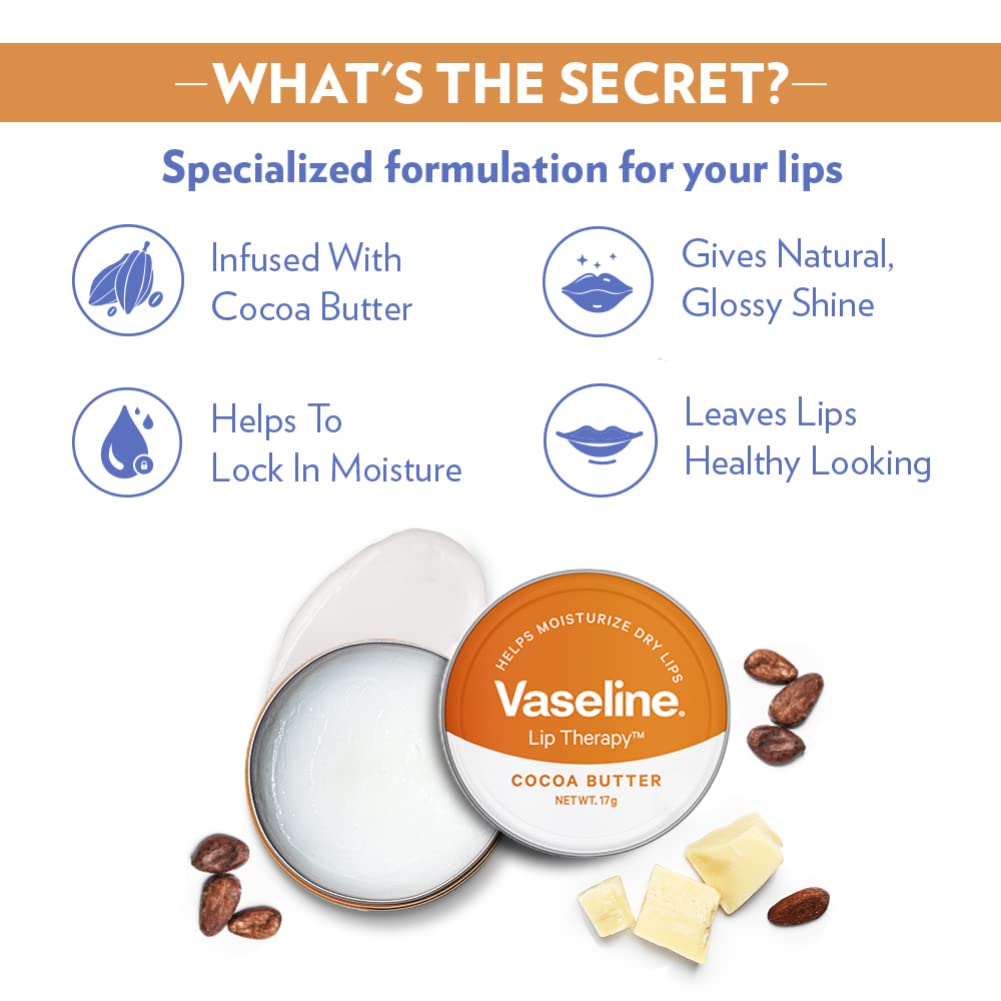 Vaseline Deep Moisture Lotion, 400ml with Vaseline Cocoa Lip Tin, 17g for Moisturized Skin & Healthy Lips