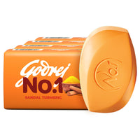 Godrej No.1 Sandal and Turmeric Soap - Pack of 4 (150g each) - High TFM (Grade 1 Soap) | Soaps For Bath | Long-Lasting Fragrance