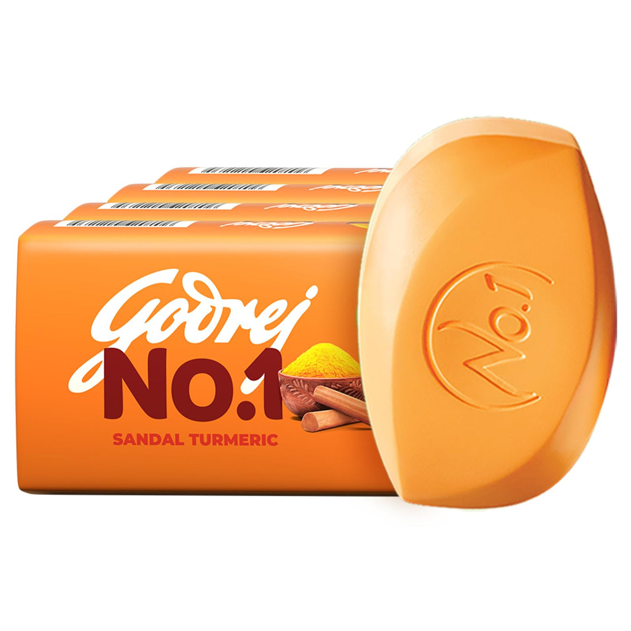 Godrej No.1 Sandal and Turmeric Soap - Pack of 4 (150g each) - High TFM (Grade 1 Soap) | Soaps For Bath | Long-Lasting Fragrance