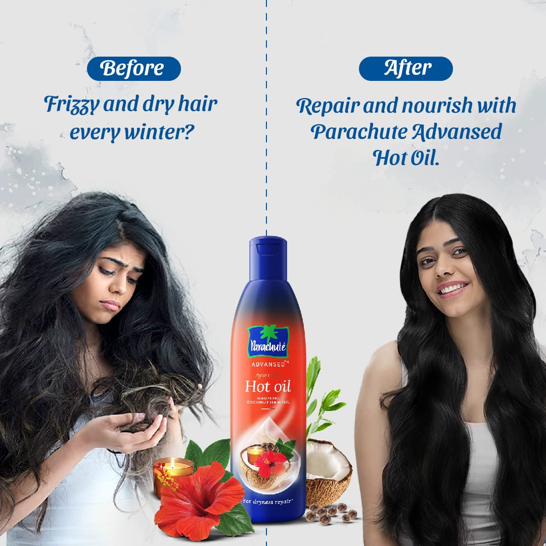 Parachute Advansed Ayurvedic Hot Oil, Warming Coconut Hair Oil, 400 ml + 90 ml & Parachute Advansed Deep Nourish Body Lotion for Women & Men, Dry Skin, 250ml