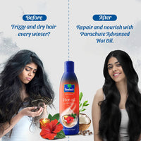Parachute Advansed Ayurvedic Hot Oil, Warming Coconut Hair Oil, 400 ml + 90 ml & Parachute Advansed Deep Nourish Body Lotion for Women & Men, Dry Skin, 250ml
