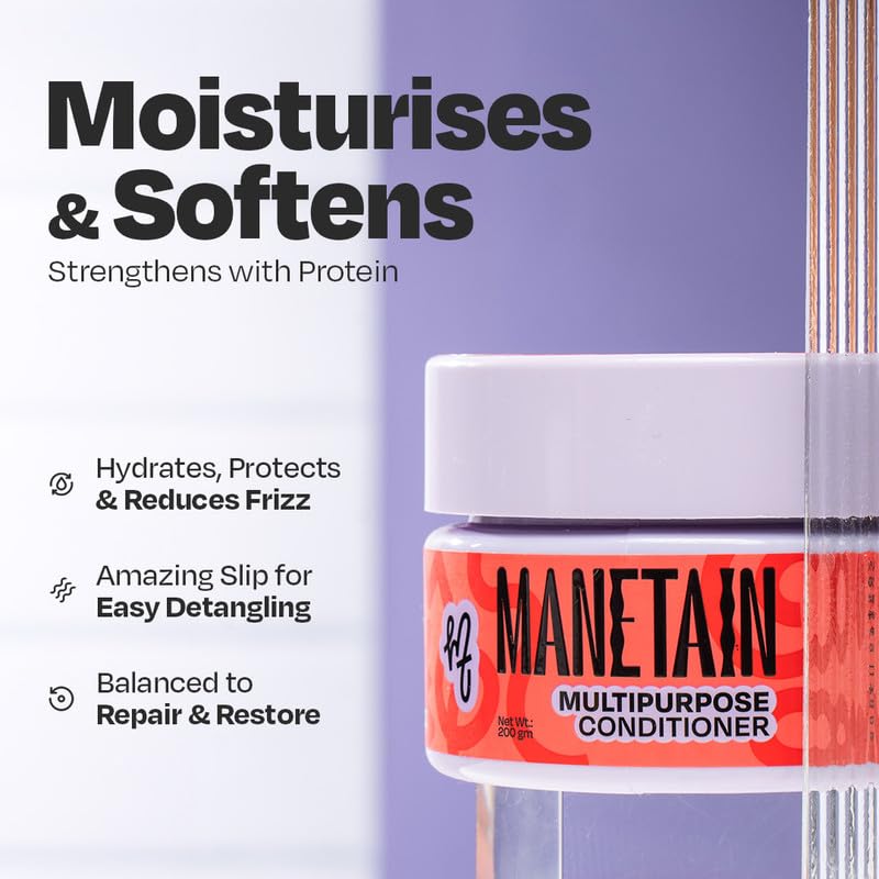 MANETAIN Multipurpose Hair Conditioner 200gm for Curly, Wavy, and Frizzy Hair | Protein/Moisture Balanced | Deep Conditioning, Hydrating, Strengthening, Detangling & Curl Enhancing | No Sulfates or Parabens