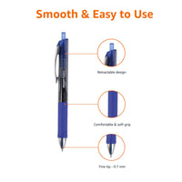 Basics Retractable Gel Pens, Fine Point (0.7mm), Blue, 12 Count (Pack of 1)