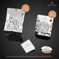 BEADNOVA Natural White Howlite Beads Natural Crystal Beads Stone Gemstone Round Loose Energy Healing Beads with Free Crystal Stretch Cord for Jewelry Making (8mm, 45-48pcs) 8mm 09) White Howlite Round Beads