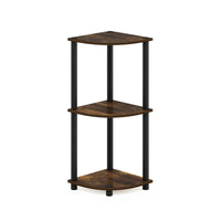 Furinno Turn-N-Tube 4-Tier Corner Display Rack Multipurpose Shelving Unit, Dark Brown Grain/Black 4-Tier Round Tube
