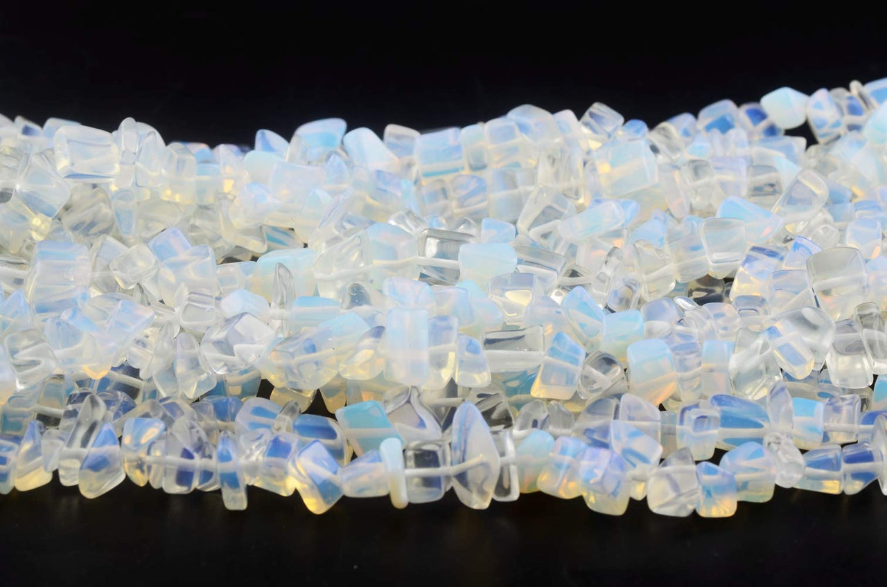 Natural Chip Stone Beads Opalite 5-8mm About 400 Pieces Irregular Gemstones Healing Crystal Loose Rocks Bead Hole Drilled DIY for Bracelet Jewelry Making Crafting (5-8mm, Opalite)