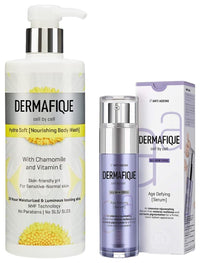 Dermafique Age Defying Face Serum with Vitamin E Hydra Soft Nourishing Body Wash – 500ml Body Wash Enriched with Vitamin E Chamomile Suitable for Sensitive Normal Skin Balances Skin pH