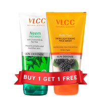 VLCC Neem Face Wash & VLCC Anti Tan Face Wash -150ml X 2- Buy One Get One (300ml) - with Neem Extract, Chamomile Oil, Tea Tree Oil and Mulberry Extract.