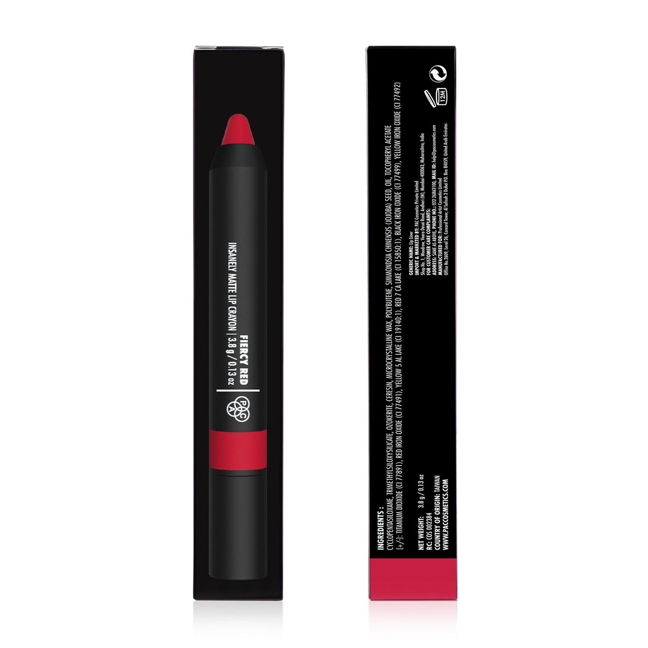 PAC Insanely Matte Lip Crayon (Fiercy Red)