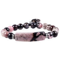 TUMBEELLUWA Healing Stone Bracelet 8mm Beads Chakra Crystal Energy Heart Charm Bracelet Handmade Jewelry for Women rhodonite crystal stone