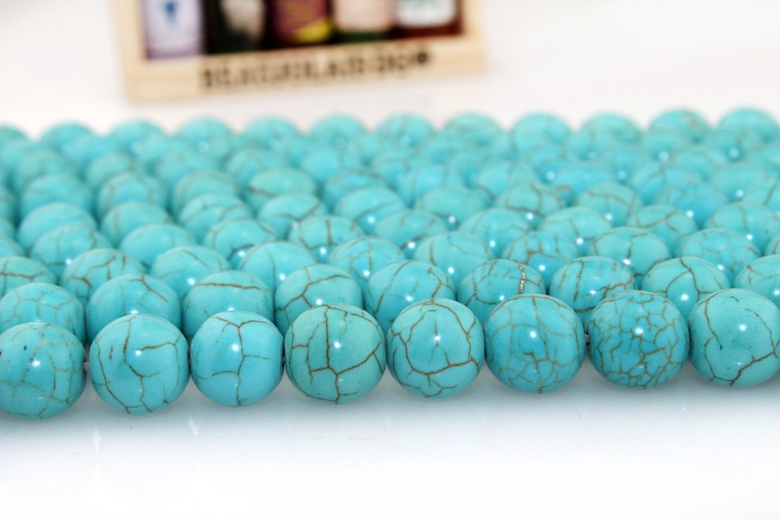 Asingeloo Howlite Turquoise Round Loose Beads Gemstone 15 Inch 6mm Crystal Energy Stone Healing Power for Jewelry Making
