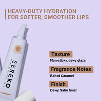 Sereko Hydra Peptide Clear Lip Balm for Dry & Chapped Lips With Ceramides & Squalane | Long Lasting Hydration, 24H Moisture Lock, Repair, Plumps & Smooths | Non Tinted | Salted Caramel - 8gm