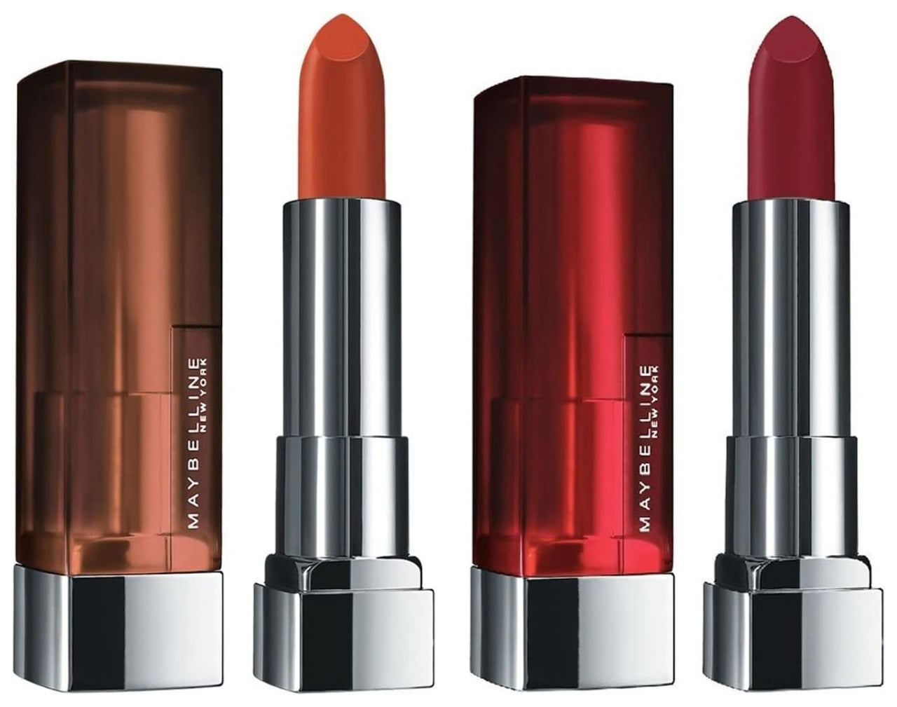 Maybelline New York Matte Lipstick, Intense Colour, Moisturised Lips, 674 Madison Red, 3.9g & Maybelline New York Matte Lipstick, Intense Colour, Moisturised Lips, 695 Divine Wine, 3.9g