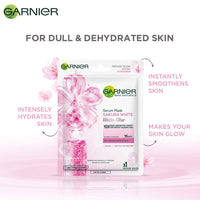 Garnier Sakura White Water Glow Serum Sheet Mask, Face Sheet Mask for Women, 28g