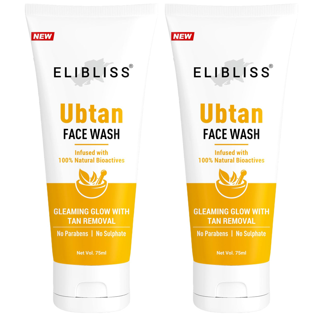 ELIBLISS Ubtan Natural Face Wash for All Skin Type with Turmeric & Saffron for Tan removal and Skin brightening Pack of 2