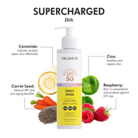 THE LOVE CO SPF50 Sunscreen Body Lotion - PA++++ UVA UVB Protection | Daily Moisturizer with Carrot Seed, Niacinamide & Ceramide | Lightweight, Non-Greasy, Quick Absorbing | Paraben-Free | For All Skin Types | 200ml