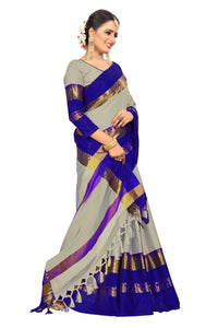 PAREVDEE Women's  Dobby Cotton Saree With Blouse Piece