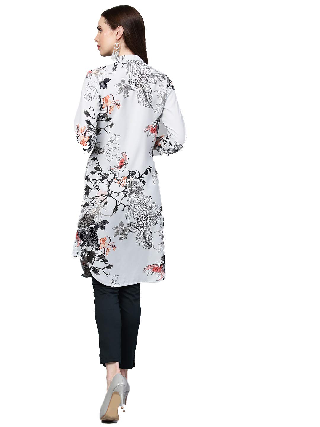 Jompers Women's  A-Line Crepe Georgette Kurta (Blue)