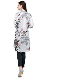 Jompers Women's  A-Line Crepe Georgette Kurta (Blue)