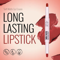Shryoan 2-in-1 Twin-Tastic Lipstick | Soft Lip| Matte| Crayon | Long Lasting, Waterproof |Highly Pigmented Lipstick | Pack of 1 (Cherry Red)
