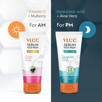 VLCC Vitamin C & Mulberry Serum Facewash - 150 ml to Reduce Blemishes & Brighten for AM | with Free Hyaluronic Acid & Aloe Vera Serum Facewash - 150 ml to Strengthen Skin Barrier for PM (B1G1)
