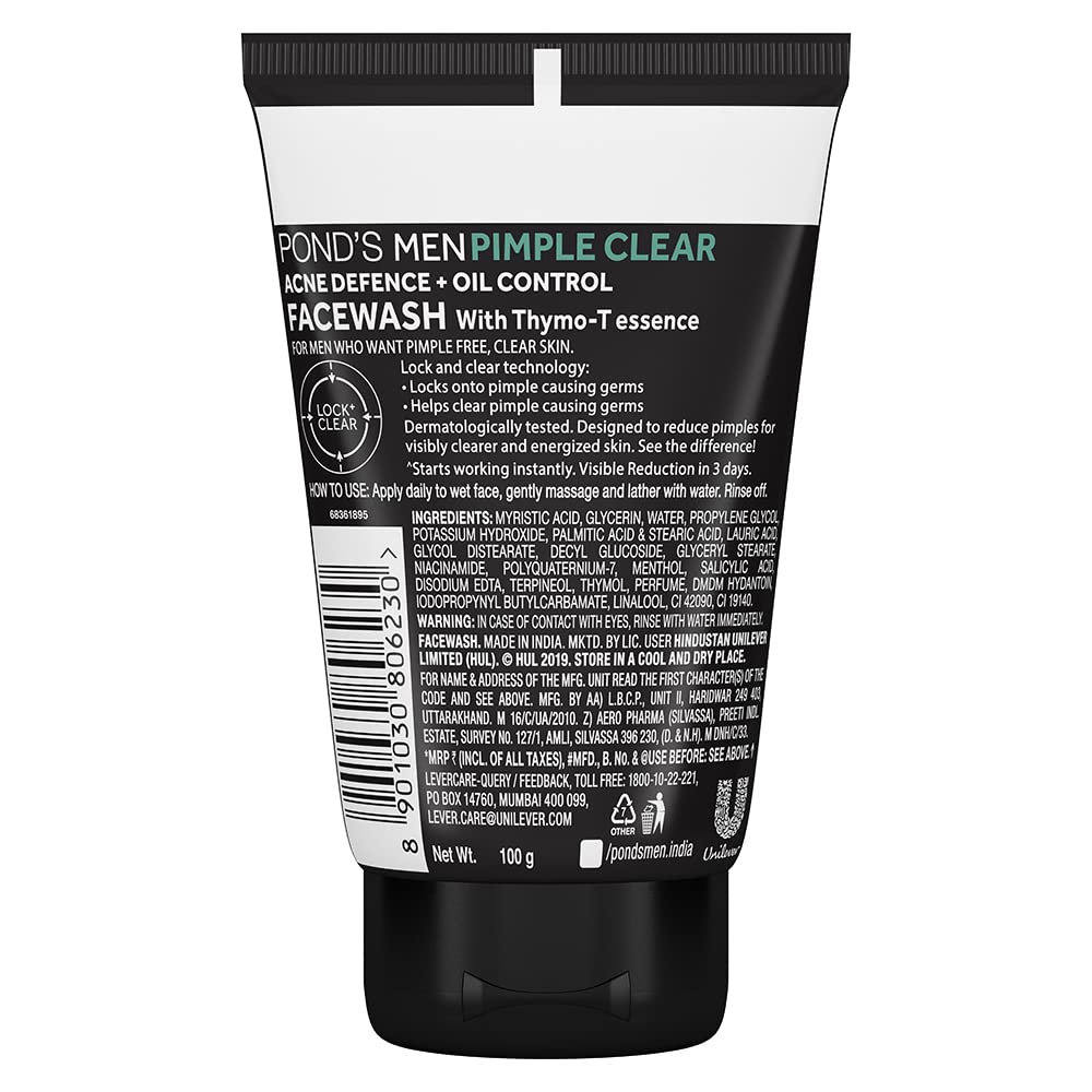 POND's Men Pimple Clear Facewash Reduces Pimples In 3 Days, 100 G & Men's  Energy Bright Face Wash Coffee Beans Bright Skin, 100G