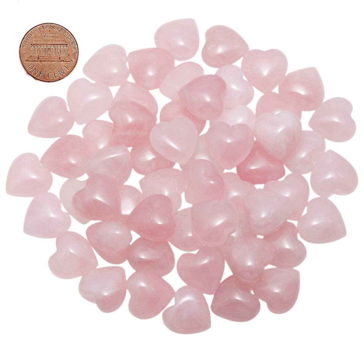 Loveliome 7 Pcs Natural Mini Rose Quartz Heart Love Healing Palm Crystal Energy Stone(0.6 Inch) B-pink-rose Quartz-1 0.6"*0.6"*0.4"