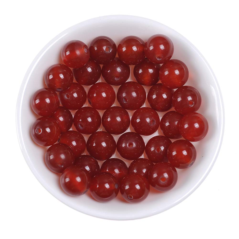 Natural Stone Beads 10mm Red Agate Gemstone Round Loose Beads Crystal Energy Stone Healing Power for Jewelry Making DIY,1 Strand 15"