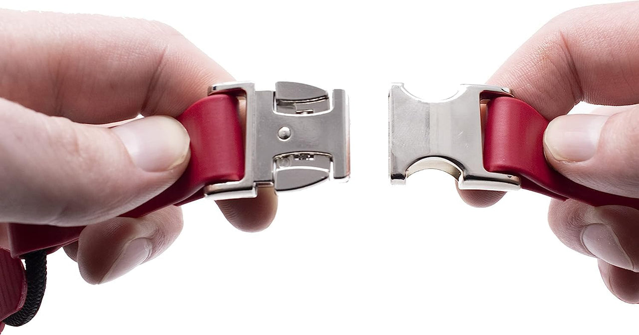 Educator Quick Snap Bungee Dog Collar, Biothane, Waterproof, Odorproof, Easy Connect and Disconnect Clasp and D Ring with Comfort Bungee Loop, Adjustable for Custom Fit, 1-Inch, Red 1" Wide Fits 800 and 1200 Series