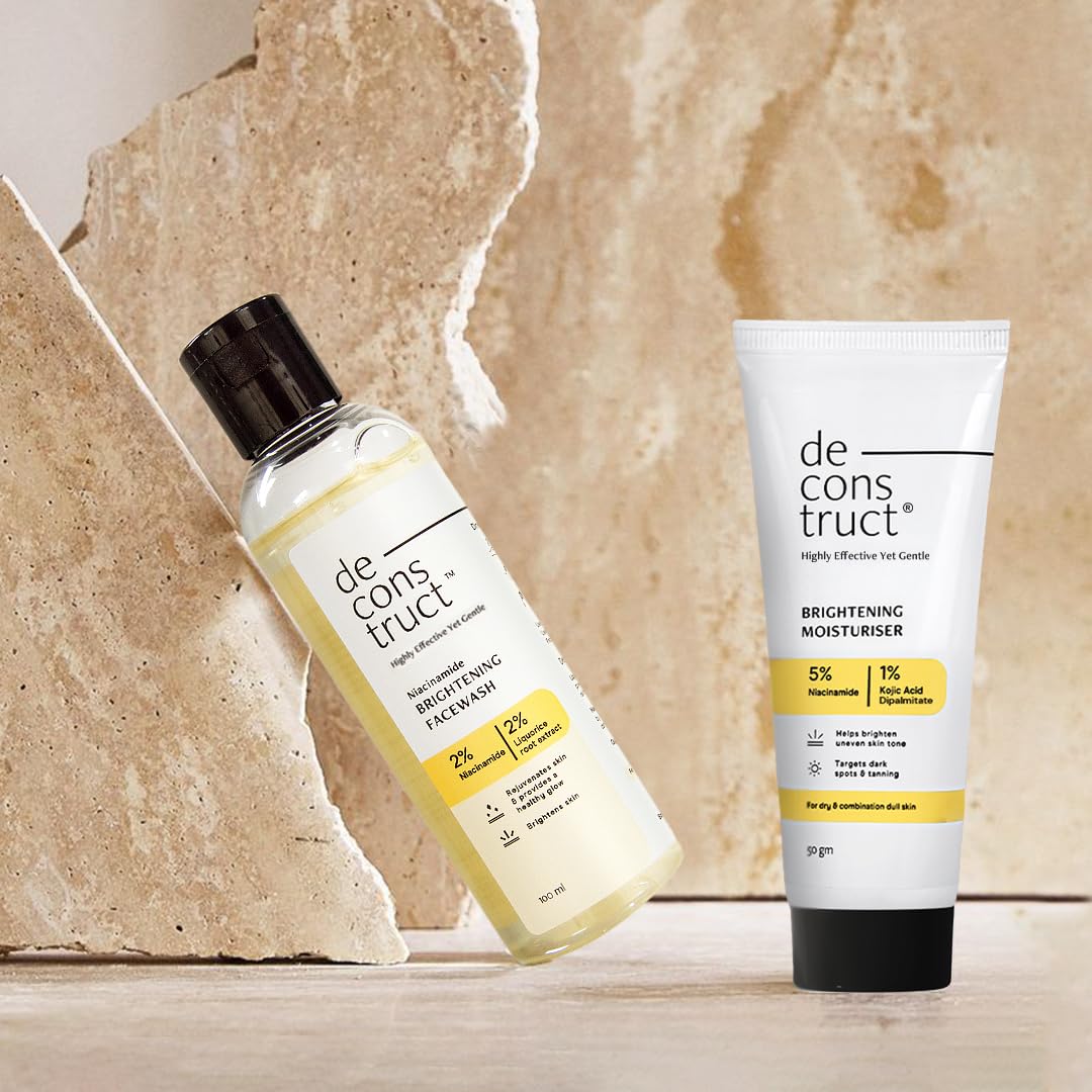 Deconstruct Daily Radiance Boosting Duo- Brightening Face Wash (100ml) + Brightening Face Moisturiser (50 g) | For Glowing and Radiant Skin | Anti Pigmentation Duo | Pack of 2