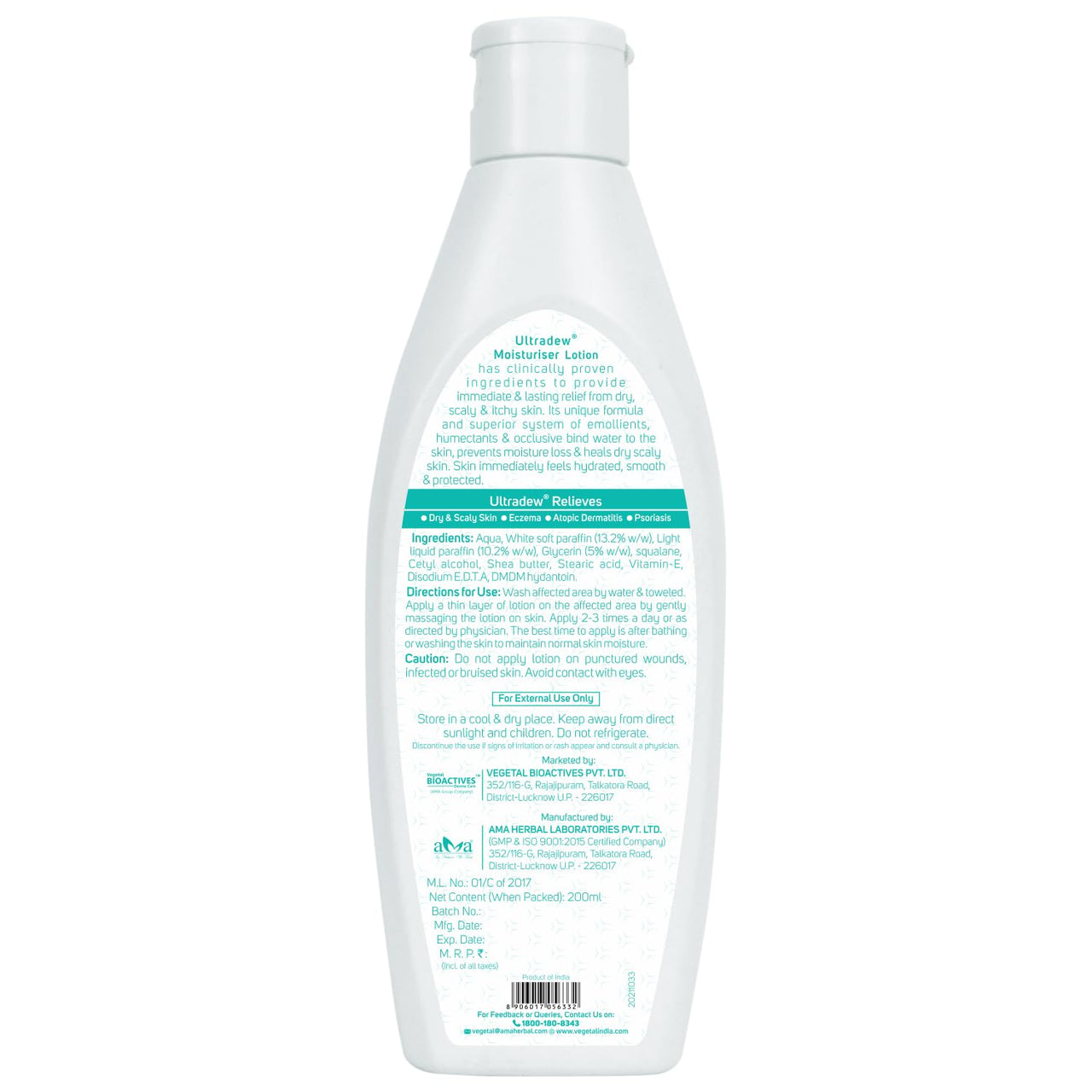 Vegetal Ultradew Moisturising Lotion for Very Dry and Itchy Skin- 150ml.