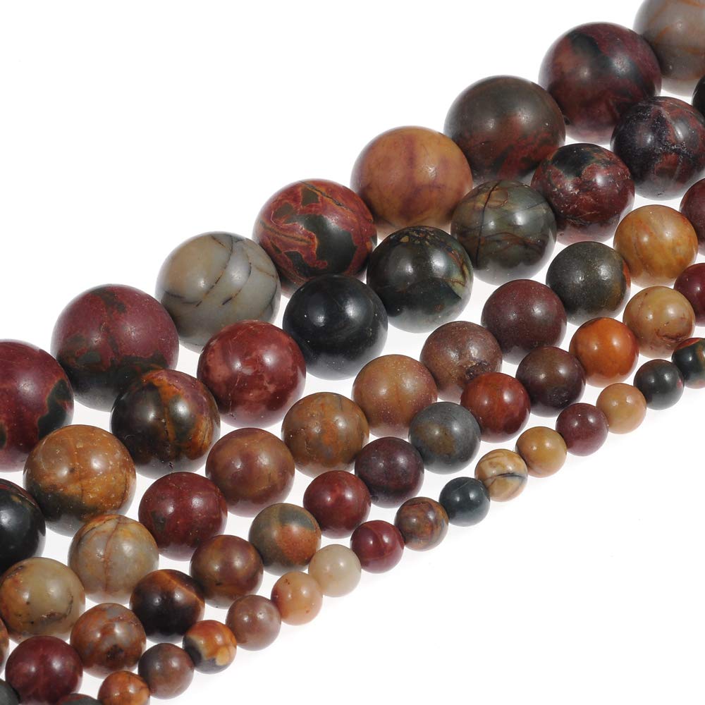 Natural Stone Beads 8mm Picasso Gemstone Round Loose Beads Crystal Energy Stone Healing Power for Jewelry Making DIY,1 Strand 15" Picasso Stone