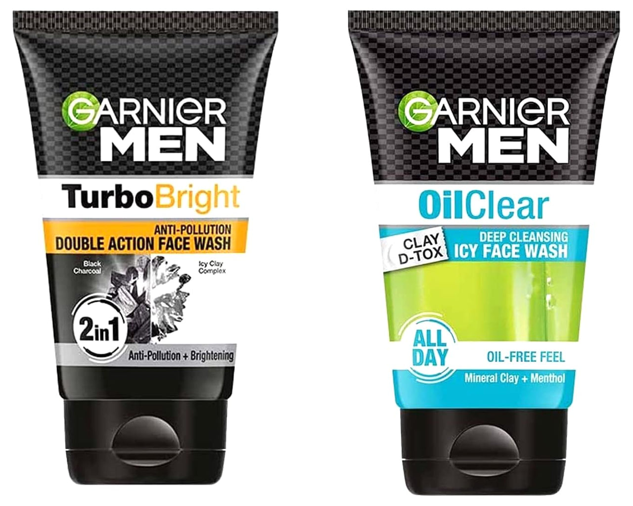 Garnier Men Power White Anti-Pollution Double Action Facewash, 100gm And Garnier Men Oil Clear Clay D-Tox Deep Cleansing Icy Face Wash, 100gm