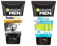 Garnier Men Power White Anti-Pollution Double Action Facewash, 100gm And Garnier Men Oil Clear Clay D-Tox Deep Cleansing Icy Face Wash, 100gm