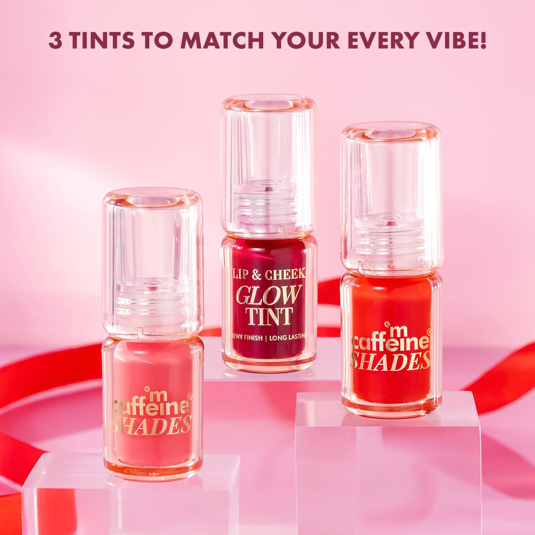 mCaffeine Shades Lip & Cheek Glow Tint | Multipurpose & Blendable | Longlasting Dewy Finish | Hydrating & Nourishing | Highly Pigmented Gel Formula | Lipstick | Blush for Women - Shade: Scarlet | 3 ml