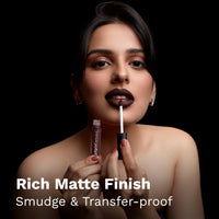 Pilgrim Liquid Matte Lipstick - Dark Seduction | Lipstick for Women with Hyaluronic Acid & Spanish Squalane | Transferproof, Long Lasting & Non Drying with Hydrating Ingredients 3gms