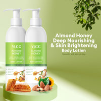 VLCC Almond Honey Deep Nourishing & Skin Brightening Body Lotion - 350ml + 350ml | Buy One Get One | Deep Nourishment, Glowing & Youthful Skin | With Almond Oil, Honey, Cocoa Butter & Aloe Vera.