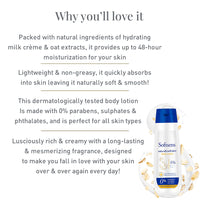 Softsens Naturally Soft Skin Body Lotion With Hydrating Milk Creme & Oats Extract | 48H Moisturization | Parabens, Sulfates, SLS, SLES Free 200mlx2 | Pack of 2