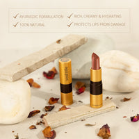 SoulTree Ayurvedic Lipstick - Cantaloupe 817, 4gm | Creamy Texture | Enriched with Organic Ghee & Almond Oil | Moistured & Nourished Lips | 4gm