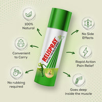 RELISPRAY Instant Pain Relief | Purely Ayurvedic Spray | Unique Pain relieving Technology for - Elbow pain, Backache, Knee pain, Muscle pain, Tired feet, Ankle sprain | Keeps pain away longer | Over 475 Spray | 95g