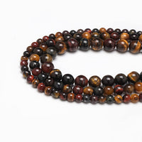 60pcs 6mm Natural Stone Beads Tricolor Tiger Eye Beads Energy Crystal Healing Power Gemstone for Jewelry Making, DIY Bracelet Necklace