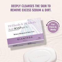 Glamveda Anti Acne 1% ww Glycolic Acid & 1% ww Salicylic Acid Soap | Reduces Dark Spots, Acne Scars & Hyperpigmentation - 75gm Pack of 1