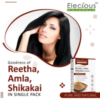 Elecious Pure Amla, Reetha, Shikakai Powder for Hair | Natural Hair Cleanser | 100% Natural, No Chemical or Preservative | SLS, Paraben-Free | Prevents Hairfall & Dandruff, Boost Hair growth