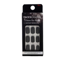 FACES CANADA Ultime Pro Splash Instant Manicure - Charcoal | 16 Pcs Press On Nail Extensions | Artificial Fake Nail Set | Long lasting and Durable | Lightweight & Comfortable