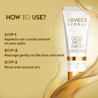Jovees Herbal Ultra Radiance Gold Face Wash Gives Clear, Nourished & Hydrated Skin, Reduce Dark Spot And Improves Skin Texture | For All Skin Types 50ml