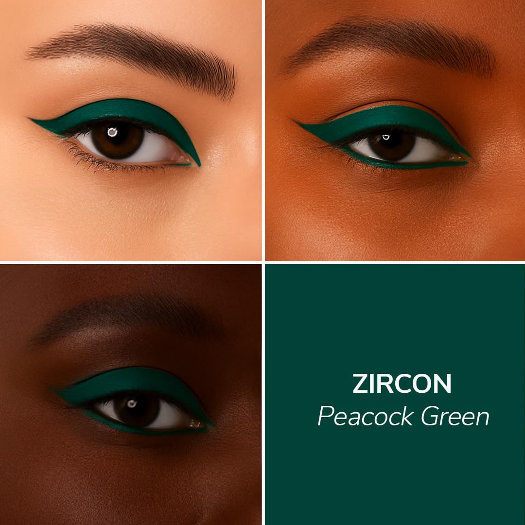 LoveChild Masaba Liquid Eyeliner Zircon (Peacock Green), Crystal Crush High Gloss Finish, Waterproof & Smudge-Proof, With Aloe Vera, Chamomile & Vitamin E, Long-Lasting Eye Liner, 3ml